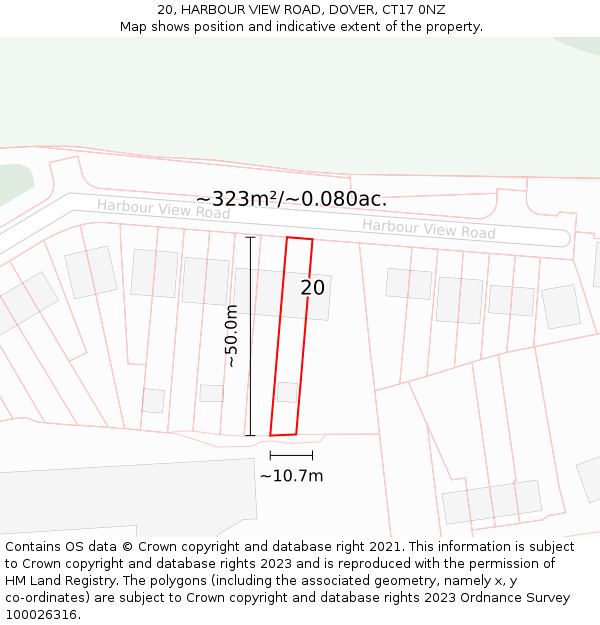 20, HARBOUR VIEW ROAD, DOVER, CT17 0NZ: Plot and title map