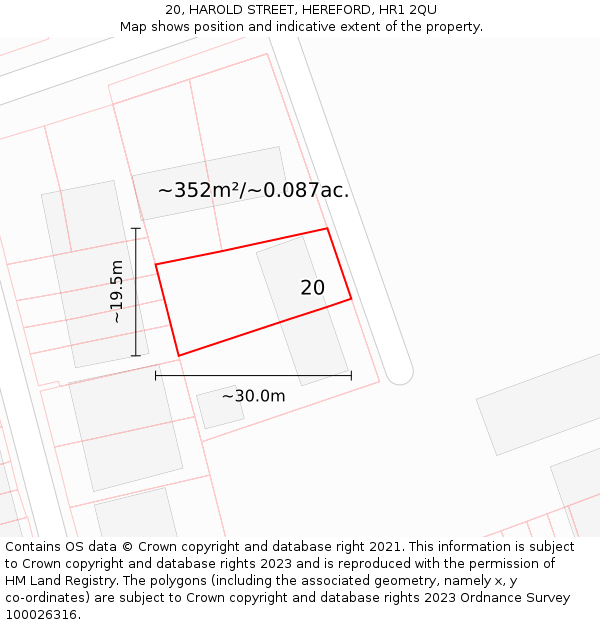 20, HAROLD STREET, HEREFORD, HR1 2QU: Plot and title map