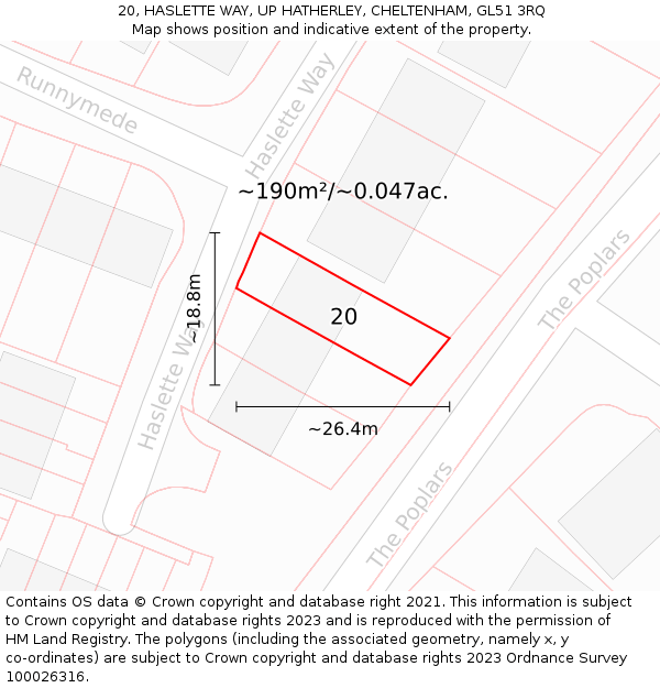 20, HASLETTE WAY, UP HATHERLEY, CHELTENHAM, GL51 3RQ: Plot and title map