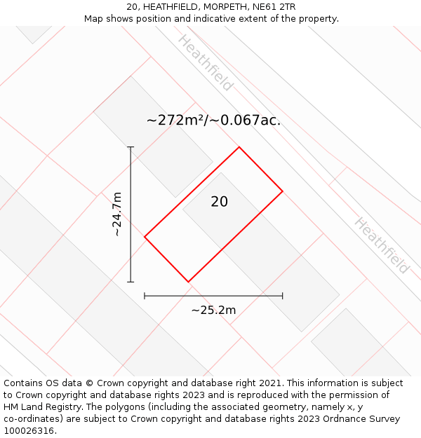 20, HEATHFIELD, MORPETH, NE61 2TR: Plot and title map