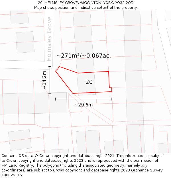 20, HELMSLEY GROVE, WIGGINTON, YORK, YO32 2QD: Plot and title map