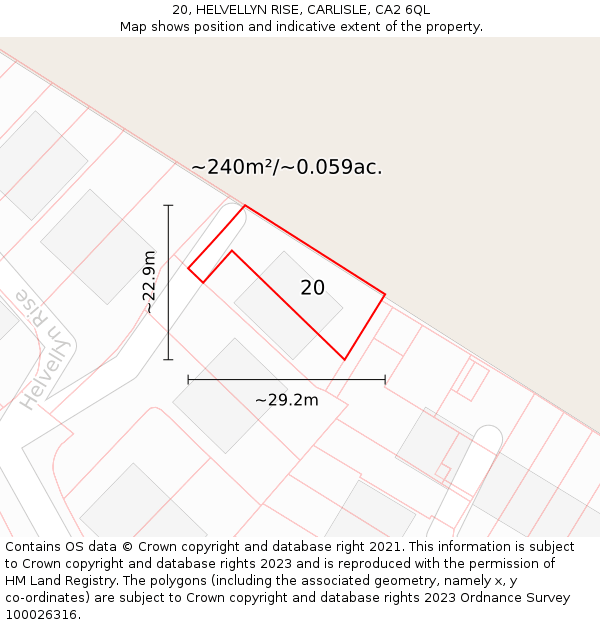 20, HELVELLYN RISE, CARLISLE, CA2 6QL: Plot and title map