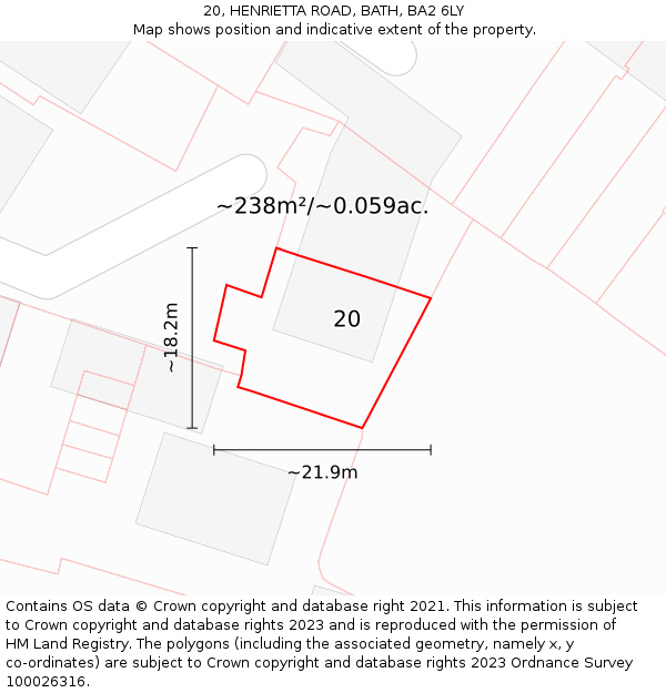 20, HENRIETTA ROAD, BATH, BA2 6LY: Plot and title map