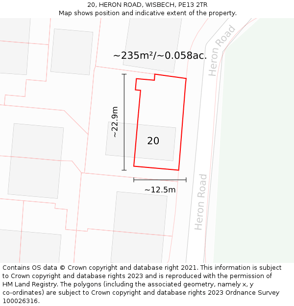 20, HERON ROAD, WISBECH, PE13 2TR: Plot and title map