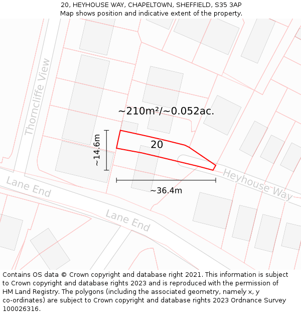 20, HEYHOUSE WAY, CHAPELTOWN, SHEFFIELD, S35 3AP: Plot and title map