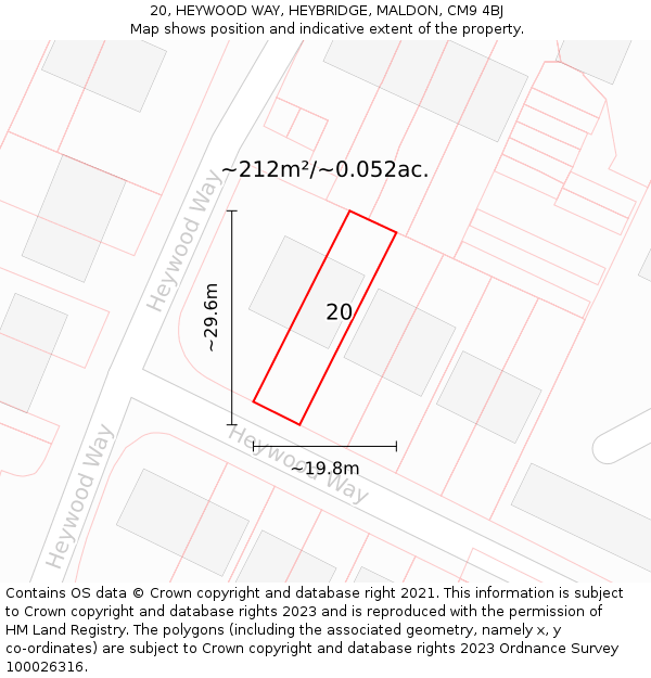 20, HEYWOOD WAY, HEYBRIDGE, MALDON, CM9 4BJ: Plot and title map