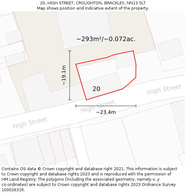20, HIGH STREET, CROUGHTON, BRACKLEY, NN13 5LT: Plot and title map
