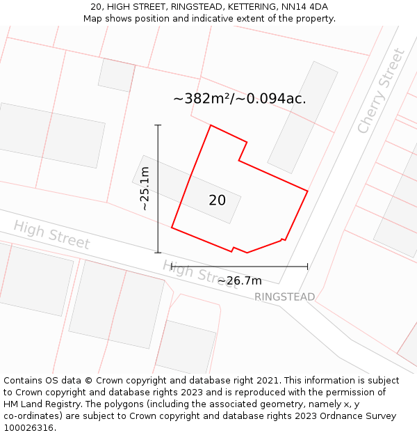 20, HIGH STREET, RINGSTEAD, KETTERING, NN14 4DA: Plot and title map