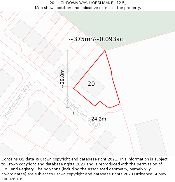 20, HIGHDOWN WAY, HORSHAM, RH12 5JJ: Plot and title map