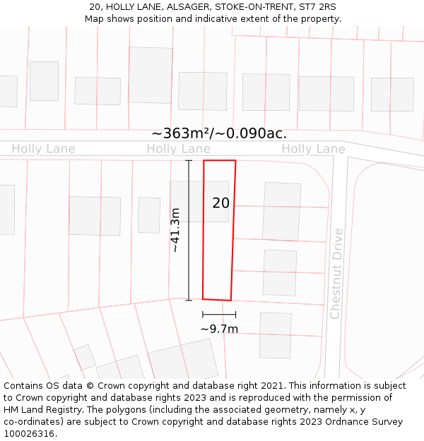 20, HOLLY LANE, ALSAGER, STOKE-ON-TRENT, ST7 2RS: Plot and title map