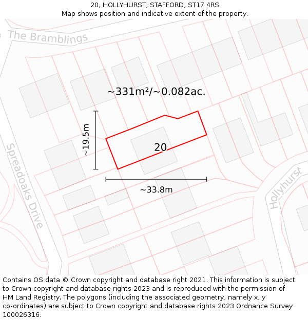 20, HOLLYHURST, STAFFORD, ST17 4RS: Plot and title map