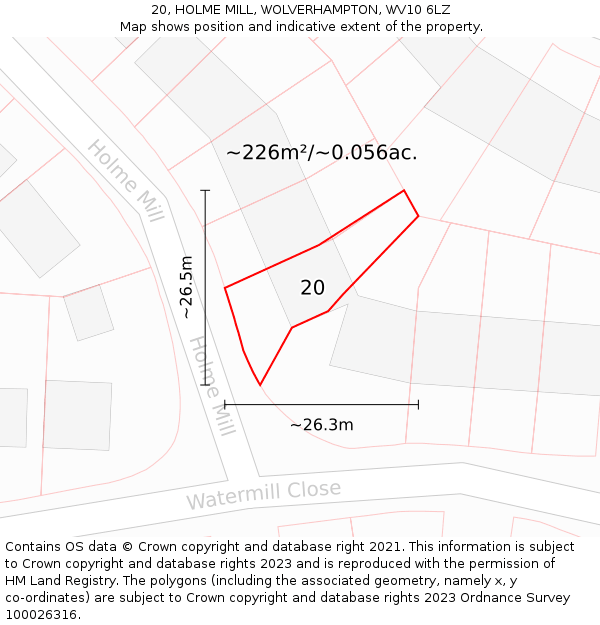20, HOLME MILL, WOLVERHAMPTON, WV10 6LZ: Plot and title map