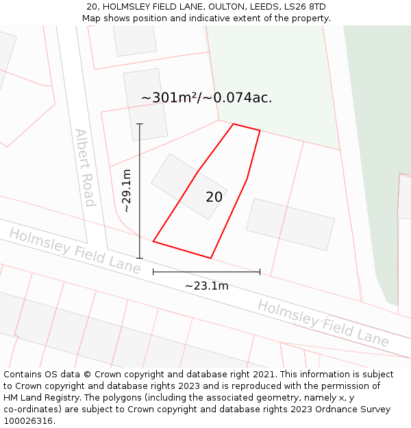 20, HOLMSLEY FIELD LANE, OULTON, LEEDS, LS26 8TD: Plot and title map