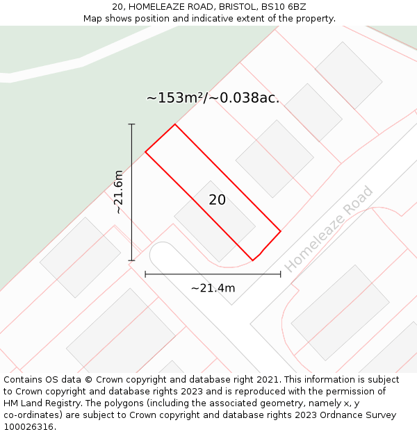 20, HOMELEAZE ROAD, BRISTOL, BS10 6BZ: Plot and title map