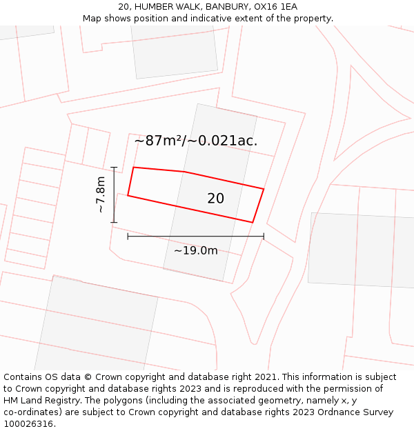 20, HUMBER WALK, BANBURY, OX16 1EA: Plot and title map