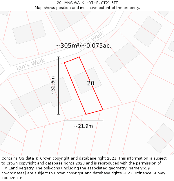 20, IANS WALK, HYTHE, CT21 5TT: Plot and title map
