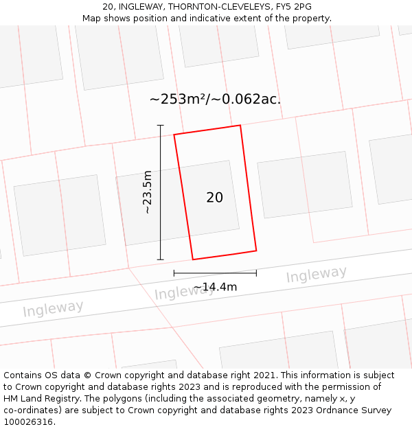 20, INGLEWAY, THORNTON-CLEVELEYS, FY5 2PG: Plot and title map