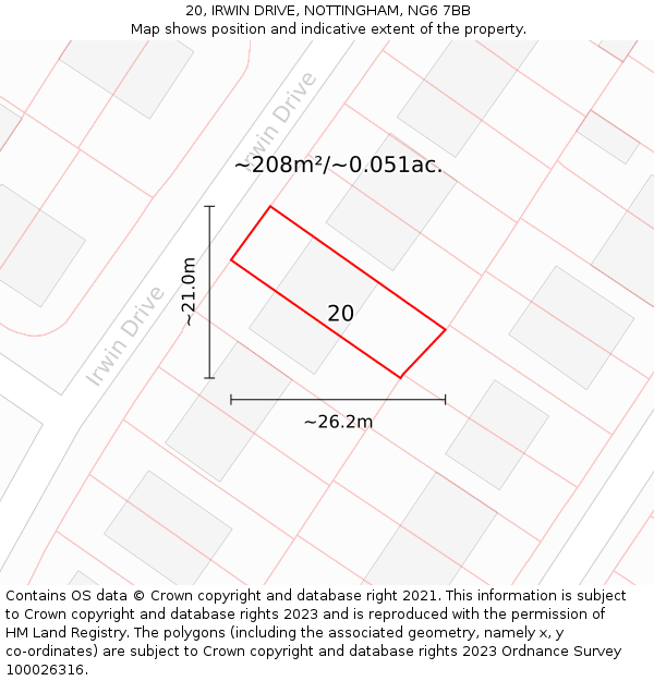 20, IRWIN DRIVE, NOTTINGHAM, NG6 7BB: Plot and title map