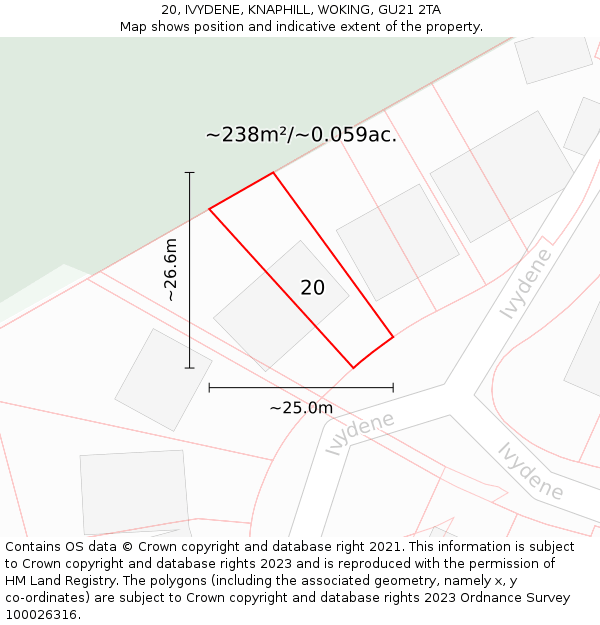 20, IVYDENE, KNAPHILL, WOKING, GU21 2TA: Plot and title map