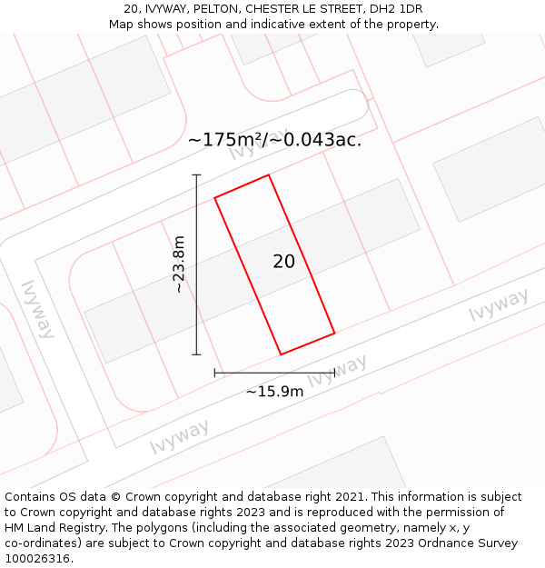 20, IVYWAY, PELTON, CHESTER LE STREET, DH2 1DR: Plot and title map