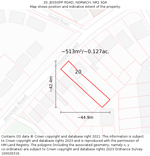 20, JESSOPP ROAD, NORWICH, NR2 3QA: Plot and title map