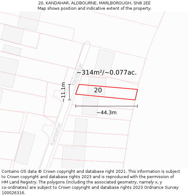 20, KANDAHAR, ALDBOURNE, MARLBOROUGH, SN8 2EE: Plot and title map