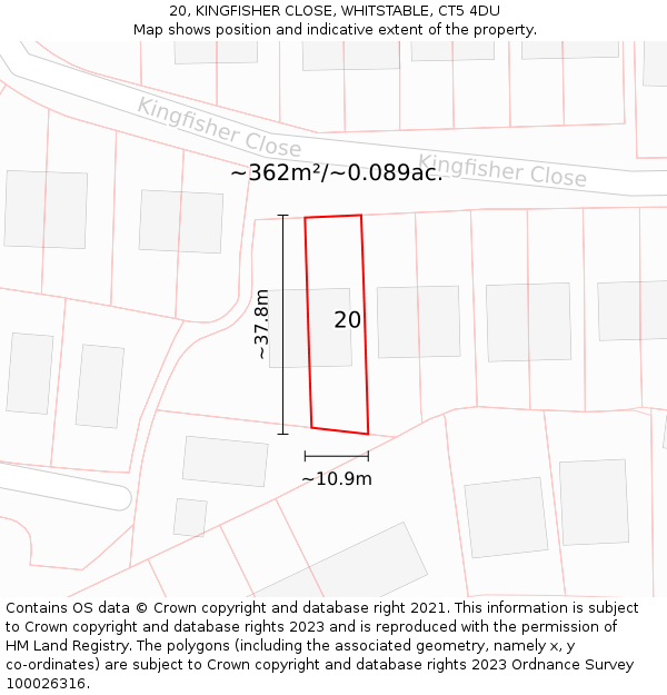 20, KINGFISHER CLOSE, WHITSTABLE, CT5 4DU: Plot and title map