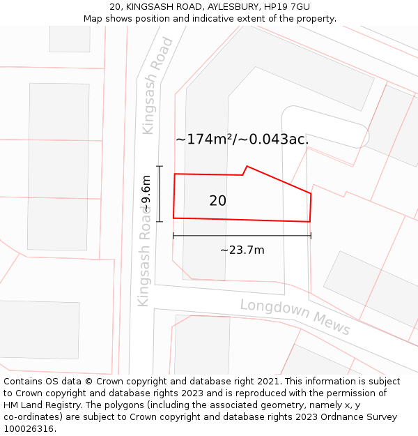 20, KINGSASH ROAD, AYLESBURY, HP19 7GU: Plot and title map