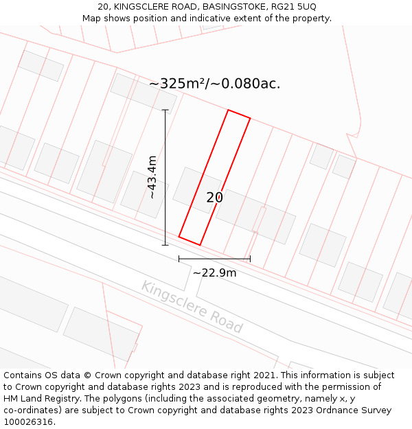 20, KINGSCLERE ROAD, BASINGSTOKE, RG21 5UQ: Plot and title map