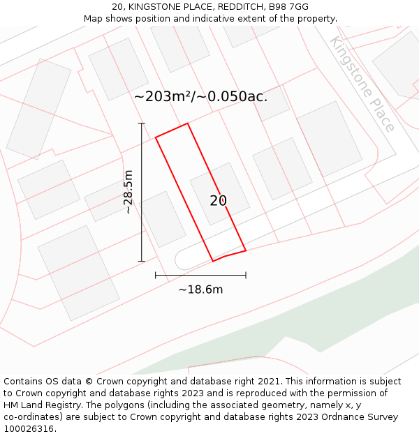 20, KINGSTONE PLACE, REDDITCH, B98 7GG: Plot and title map
