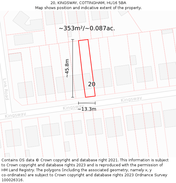 20, KINGSWAY, COTTINGHAM, HU16 5BA: Plot and title map