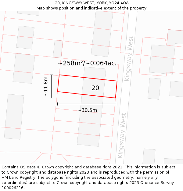 20, KINGSWAY WEST, YORK, YO24 4QA: Plot and title map