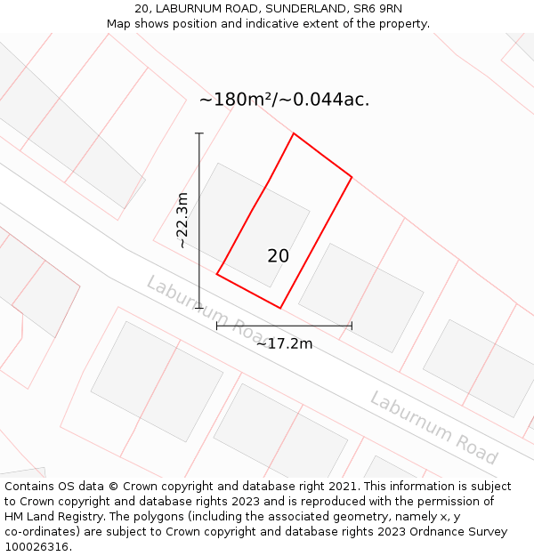 20, LABURNUM ROAD, SUNDERLAND, SR6 9RN: Plot and title map
