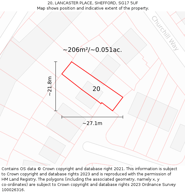 20, LANCASTER PLACE, SHEFFORD, SG17 5UF: Plot and title map