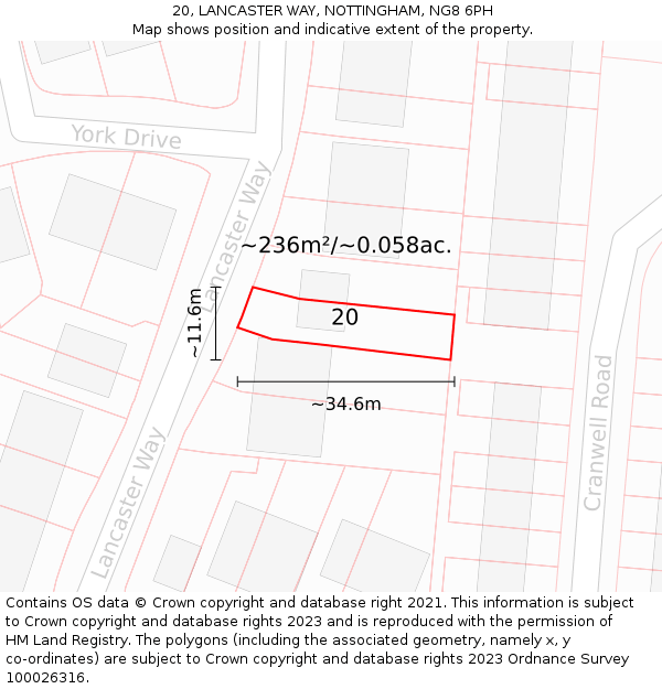 20, LANCASTER WAY, NOTTINGHAM, NG8 6PH: Plot and title map