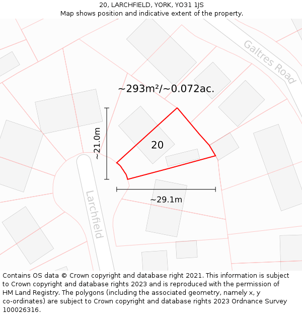 20, LARCHFIELD, YORK, YO31 1JS: Plot and title map