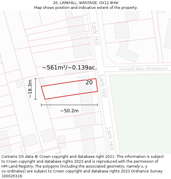 20, LARKHILL, WANTAGE, OX12 8HW: Plot and title map