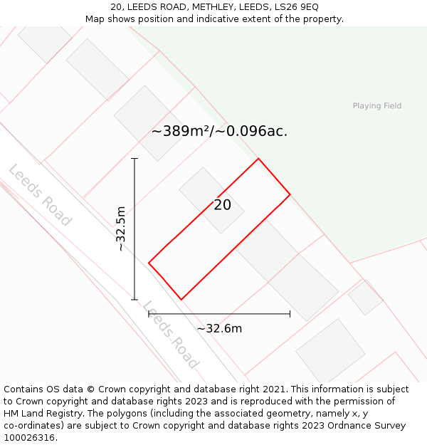 20, LEEDS ROAD, METHLEY, LEEDS, LS26 9EQ: Plot and title map
