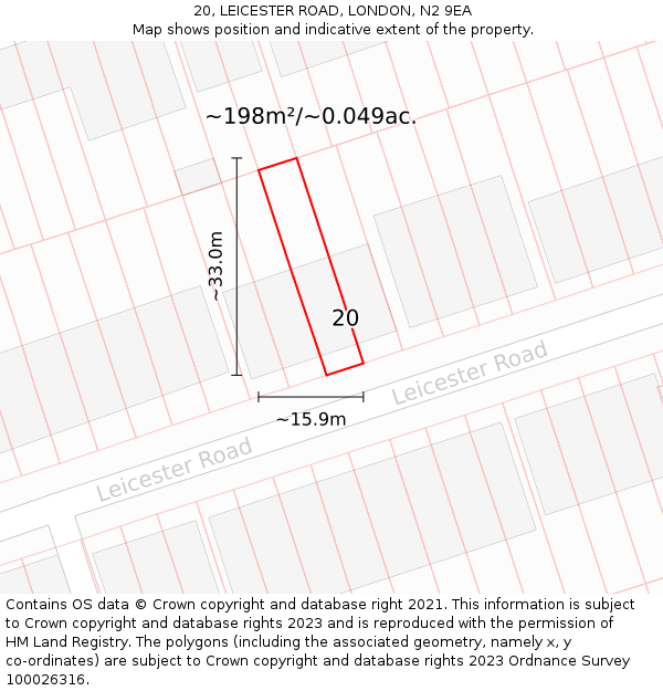 20, LEICESTER ROAD, LONDON, N2 9EA: Plot and title map