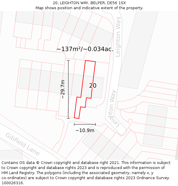 20, LEIGHTON WAY, BELPER, DE56 1SX: Plot and title map