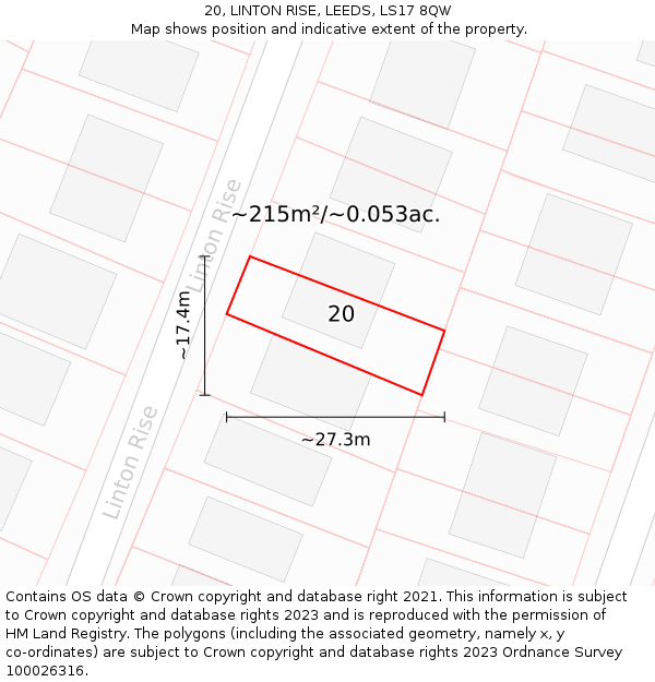 20, LINTON RISE, LEEDS, LS17 8QW: Plot and title map