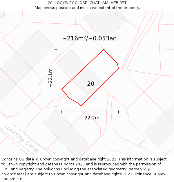 20, LOCKSLEY CLOSE, CHATHAM, ME5 9BT: Plot and title map