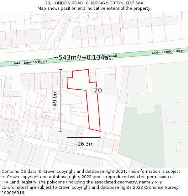 20, LONDON ROAD, CHIPPING NORTON, OX7 5AX: Plot and title map