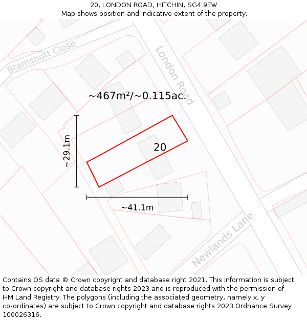 20, LONDON ROAD, HITCHIN, SG4 9EW: Plot and title map