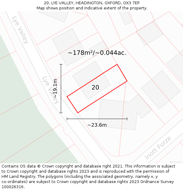 20, LYE VALLEY, HEADINGTON, OXFORD, OX3 7EP: Plot and title map