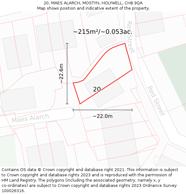 20, MAES ALARCH, MOSTYN, HOLYWELL, CH8 9QA: Plot and title map