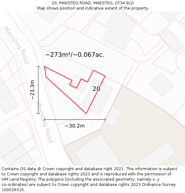 20, MAESTEG ROAD, MAESTEG, CF34 9LD: Plot and title map