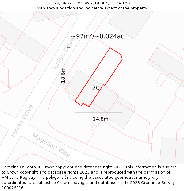 20, MAGELLAN WAY, DERBY, DE24 1AD: Plot and title map