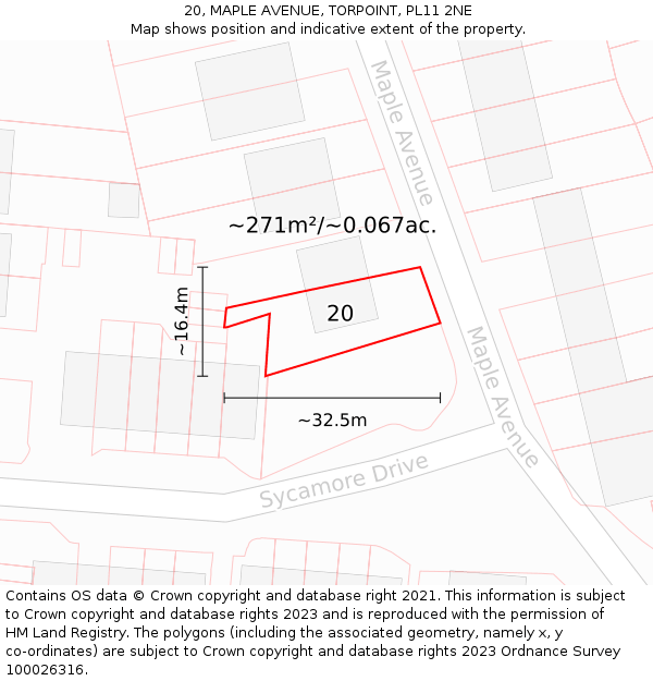 20, MAPLE AVENUE, TORPOINT, PL11 2NE: Plot and title map