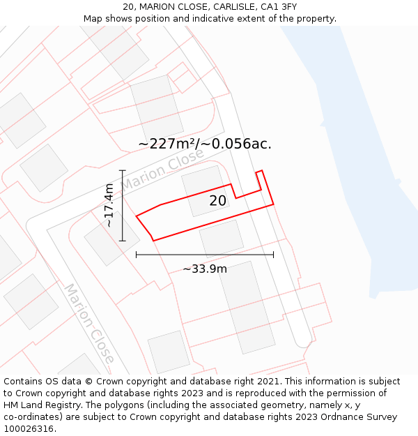 20, MARION CLOSE, CARLISLE, CA1 3FY: Plot and title map